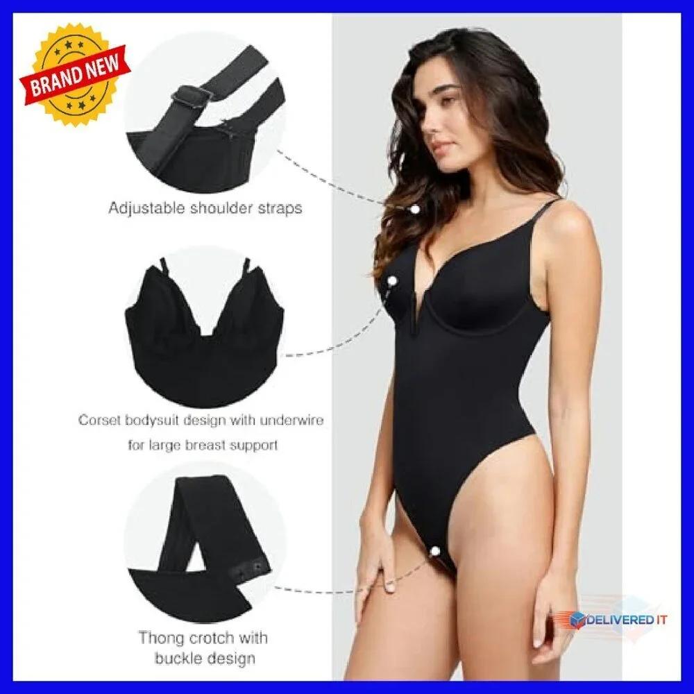 Tummy Control Shapewear Bodysuit with Underwire & Boning